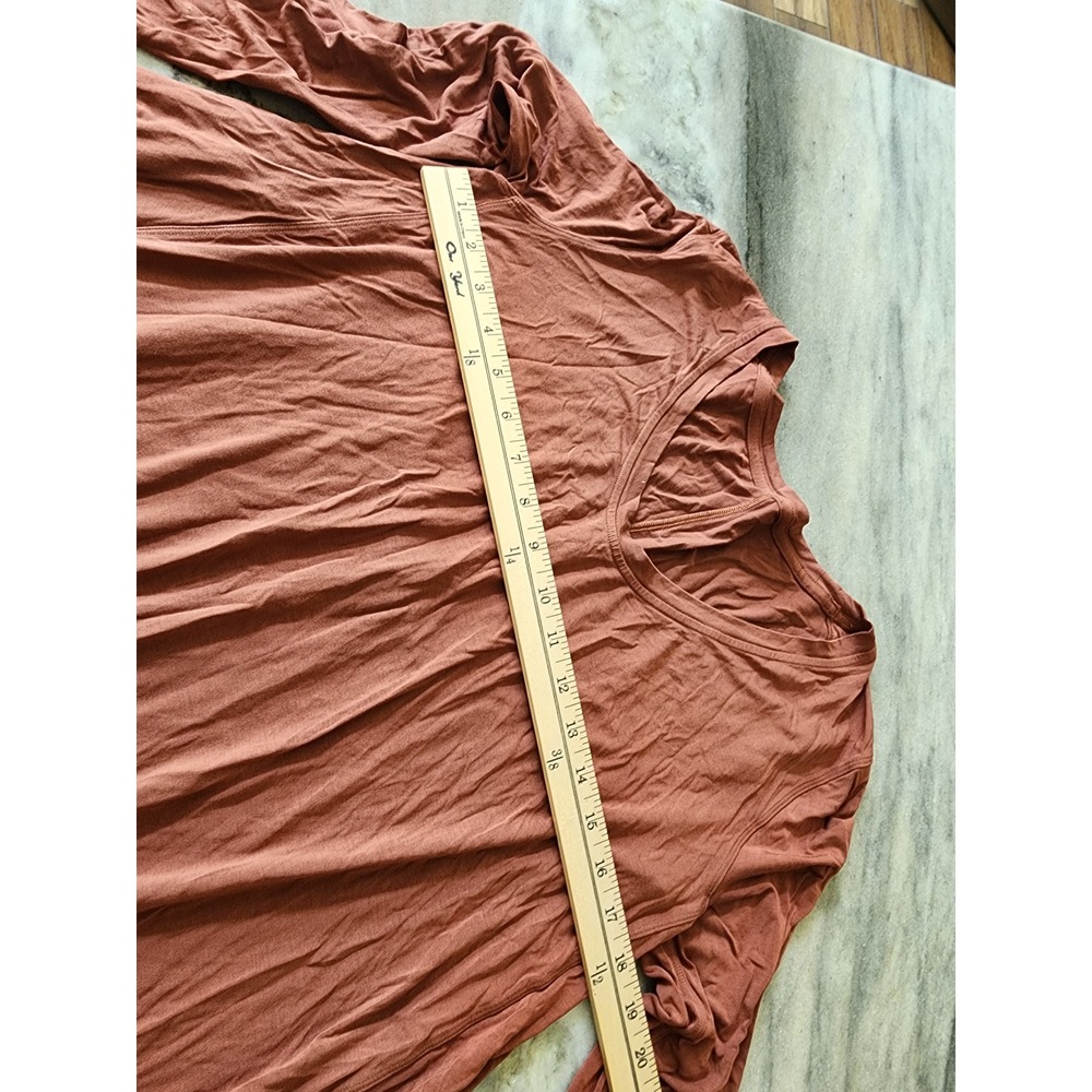 Lululemon Long Sleeve Shirt V-Neck Split Back Terracotta Rust Tunic Oversized M - Picture 4 of 7